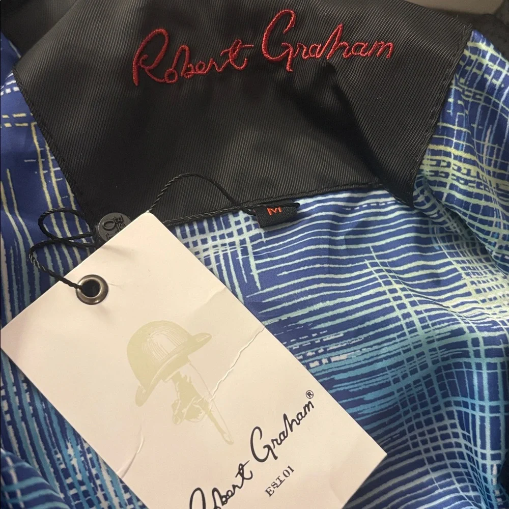 NWT Robert Graham Windbreaker Jacket Coat Full-Zip Hooded Men’s Medium Black